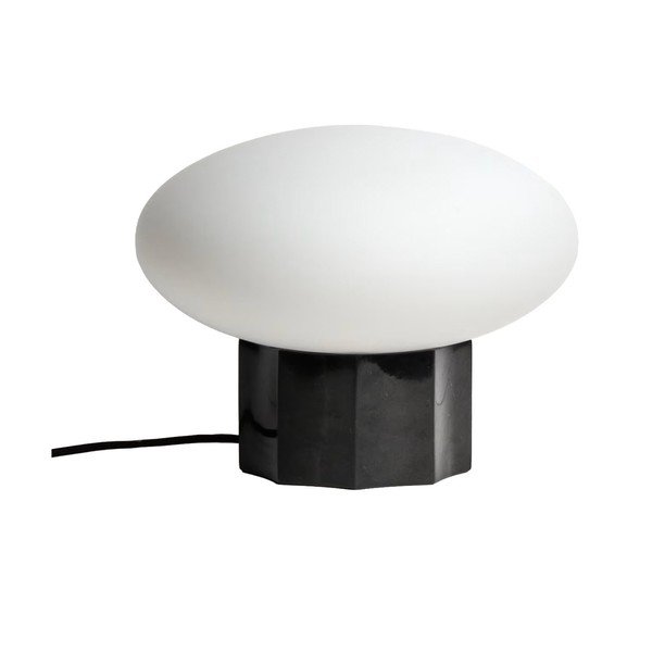 Biela/čierna kovová stolová lampa so skleneným tienidlom (výška  20 cm) Idela – Kave Home