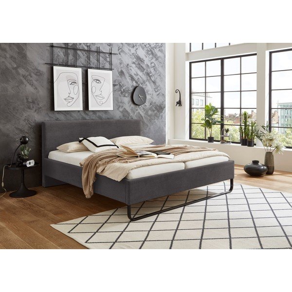 Sivá čalúnená dvojlôžková posteľ bez roštu 180x200 cm Swing – Meise Möbel-image-1