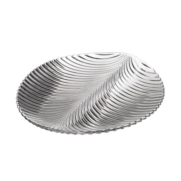 Sklenený tanier v tvare listu Unimasa, 28,5 × 26,2 cm