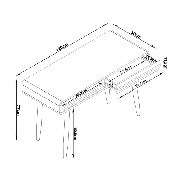 Pracovný stôl 50x120 cm Chantal – Støraa-image-4