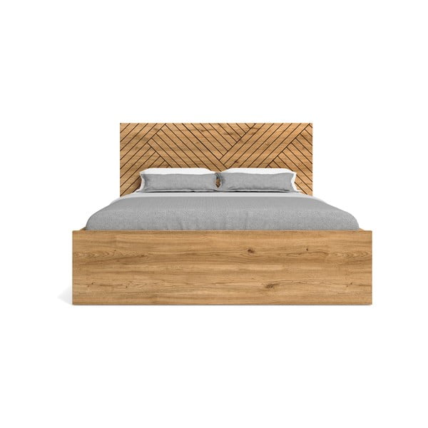 Dvojlôžková posteľ v dekore duba v prírodnej farbe 160x200 cm Zebra – Marckeric-image-4