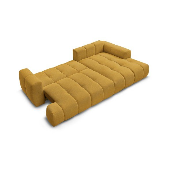 Rozkladacia/s úložným priestorom rohová pohovka v horčicovej farbe (pravý roh/s leňoškou) Fuji – Bobochic Paris-image-4