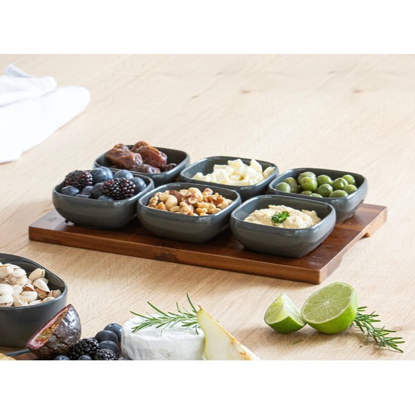 Antracitová porcelánová servírovacia súprava 6 ks Essentials – Ladelle-image-1