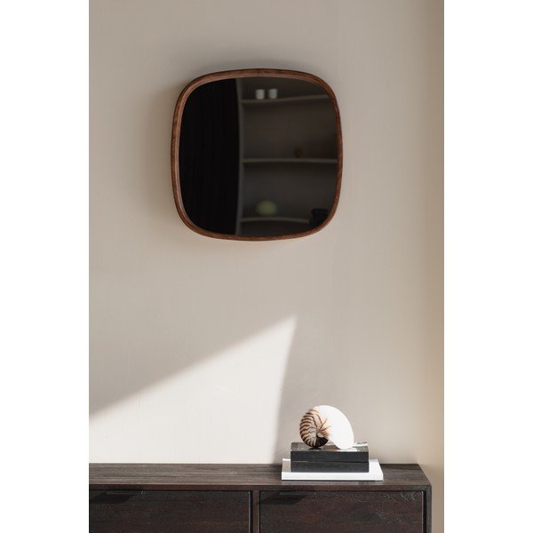 Nástenné zrkadlo s dreveným rámom 50x50 cm Nyko – White Label-image-1