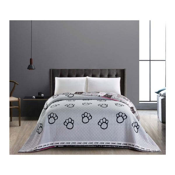 Obojstranný sivý pléd z mikrovlákna DecoKing Cat Invasion, 200 × 220 cm-image-1