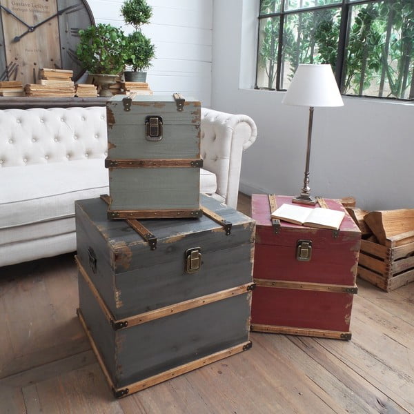 Sada 3 odkladacích stolíkov / dekoratívnych kufrov Trunks