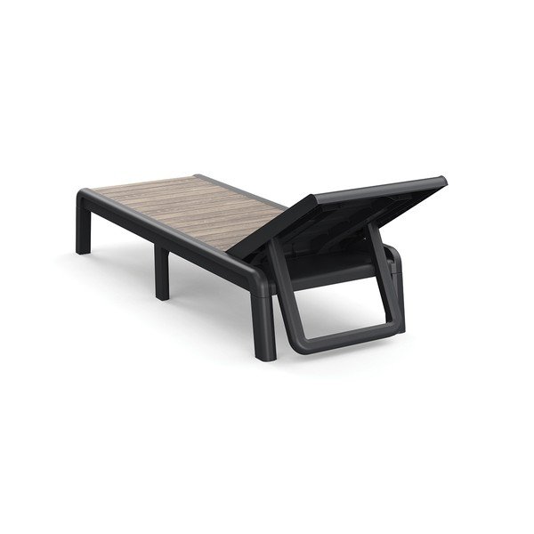 Tmavohnedé plastové polohovacie/skladacie záhradné ležadlo Deco Porto – Keter-image-2