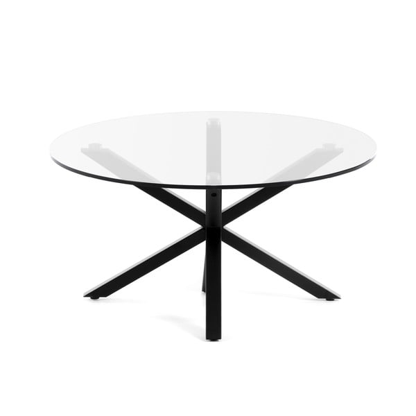 Čierny okrúhly konferenčný stolík so sklenenou doskou ø 82 cm Argo – Kave Home