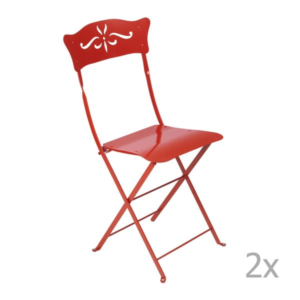 Sada 2 červených skladacích záhradných stoličiek Fermob Bagatelle