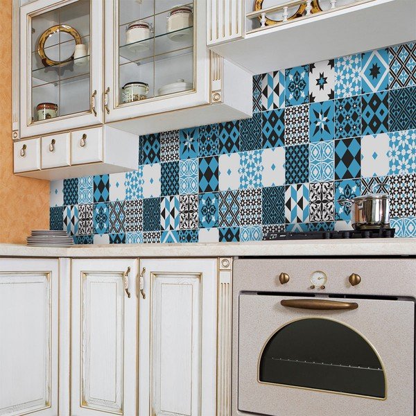 Sada 30 samolepiek na stenu Ambiance Azulejos Talia, 15 × 15 cm-image-3