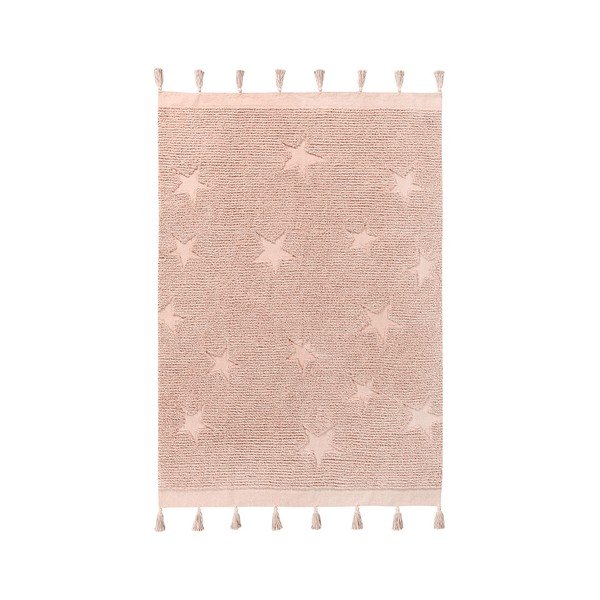 Ružový prateľný ručne tkaný bavlnený detský koberec 120x175 cm Hippy Stars Vinatge Nude – Lorena Canals