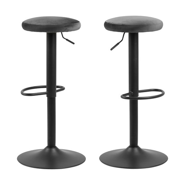 Sivá čalúnená barová stolička s nastaviteľnou výškou (výška sedadla 62 cm) Finch – Actona-image-3