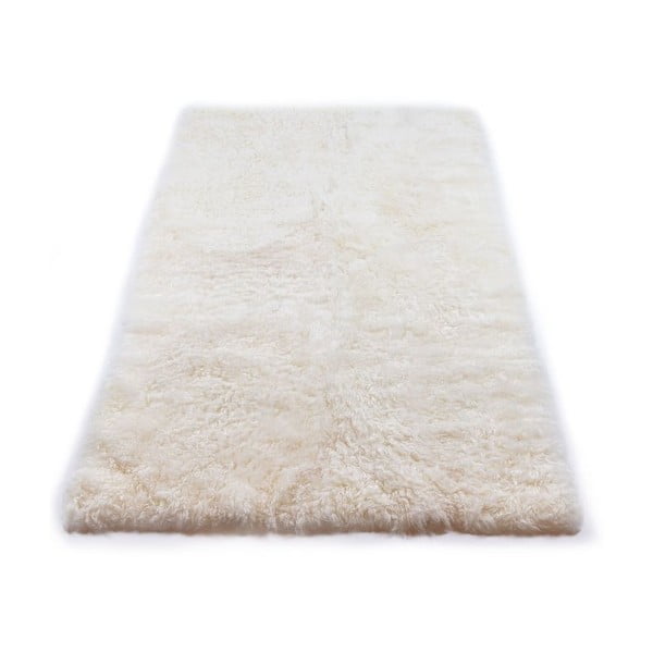 Biely kožušinový koberec s krátkym chlpom, 165 x 100 cm