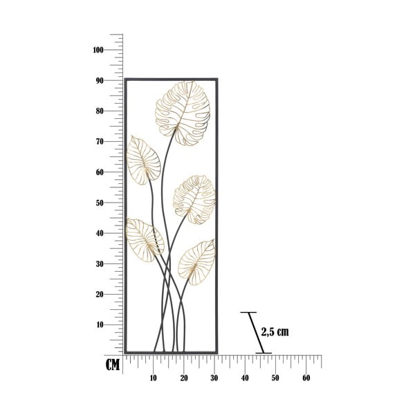 Kovová závesná dekorácia so vzorom listov Mauro Ferretti Luxy -B-, 31 x 90 cm-image-2