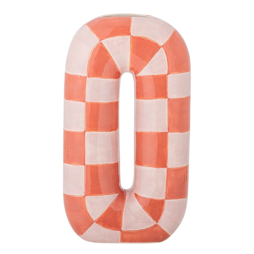 Keramická ručne maľovaná váza v lososovej farbe/krémovobiela (výška 32 cm) Mae – Bloomingville