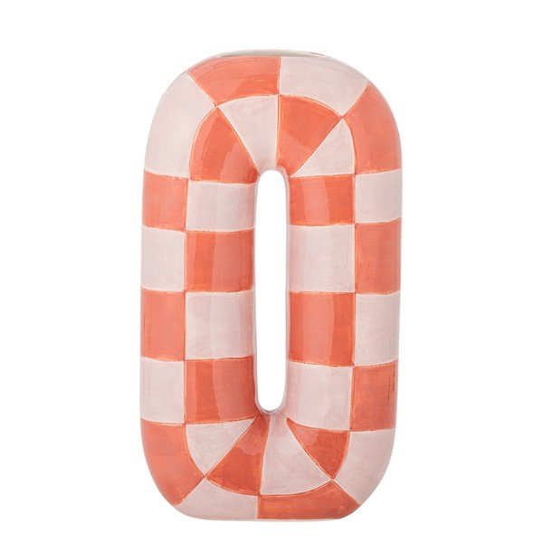 Keramická ručne maľovaná váza v lososovej farbe/krémovobiela (výška  32 cm) Mae – Bloomingville