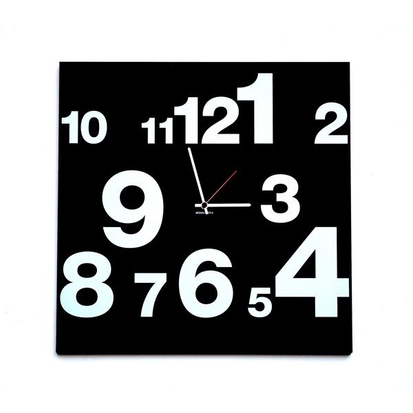 Nástenné hodiny dESIGNoBJECT.it Number Line Black, 50 x 50 cm