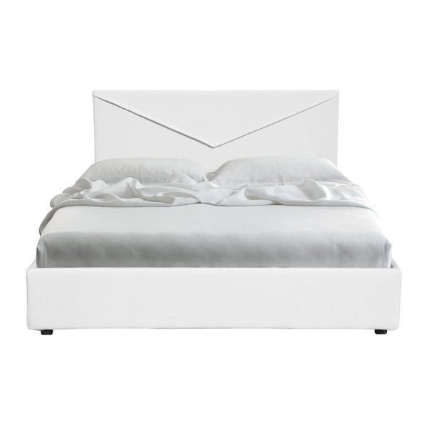 Biela dvojlôžková posteľ s úložným priestorom a poťahom z koženky 13Casa Mina, 160 x 190 cm