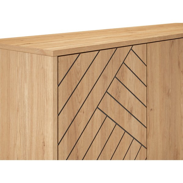 Antracitovosivá/prírodná nízka komoda v dekore duba 140x80 cm Madona - Marckeric-image-1