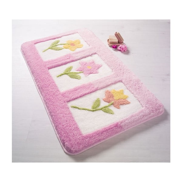 Ružová kúpeľňová predložka Confetti Anjelik, 70 × 120 cm