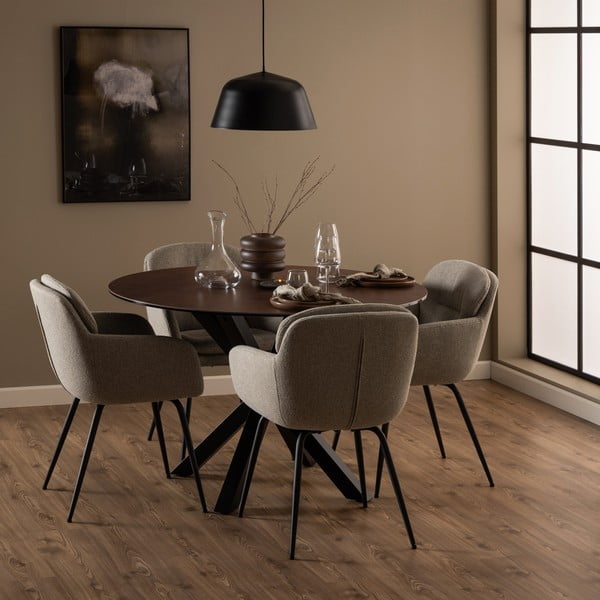 Béžové čalúnené jedálenské kreslo s podrúčkami Dora – Actona-image-1