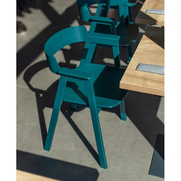 Jedálenská stolička s podrúčkami z dubového dreva v petrolejovej farbe Flip – Gazzda-image-1