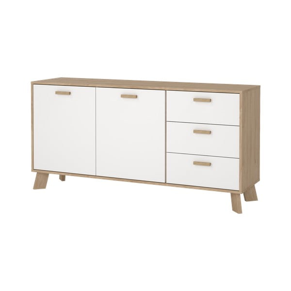 Biela/v prírodnej farbe komoda v dekore duba 147x73x39 cm Ikast – Tvilum-image-4