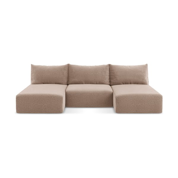 Svetlohnedá rozkladacia/s úložným priestorom rohová pohovka Kalena – Makamii