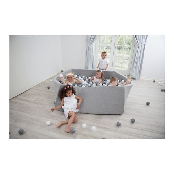 Sivý hranatý detský bazénik s 500 loptičkami Misioo, 110 x 50 cm-image-2