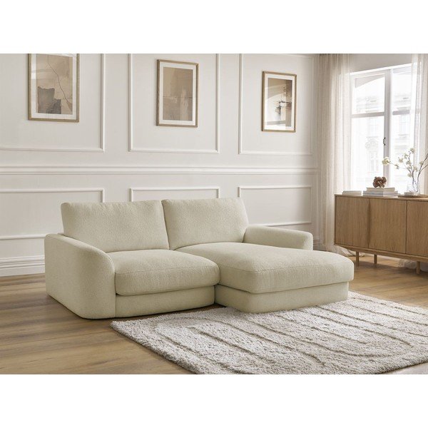 Béžová rohová pohovka z textílie buklé (pravý roh/s leňoškou) Leonore – Bobochic Paris-image-4