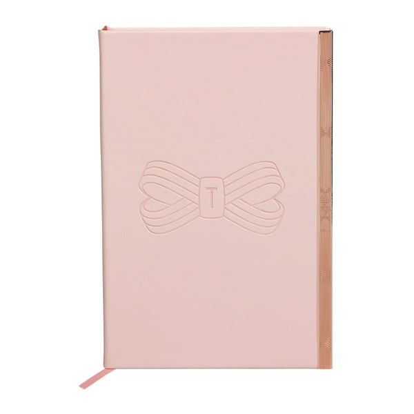 Ružový zápisník s detailom v ružovozlatej farbe Ted Baker Soft Touch, 192 stránok