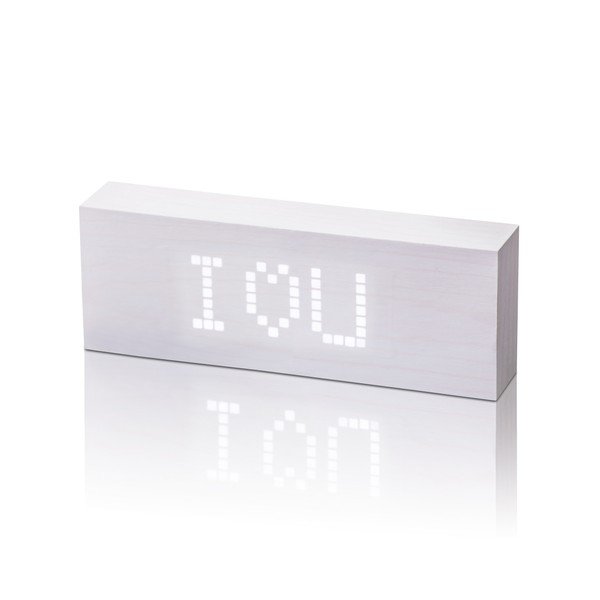 Biely budík s bielym LED displejom Gingko Message Click Clock-image-2