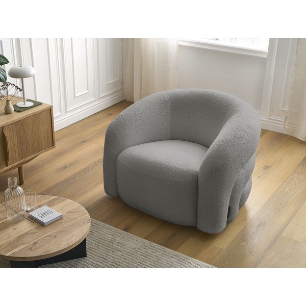 Sivé otočné kreslo z textílie buklé Elina – Bobochic Paris-image-1