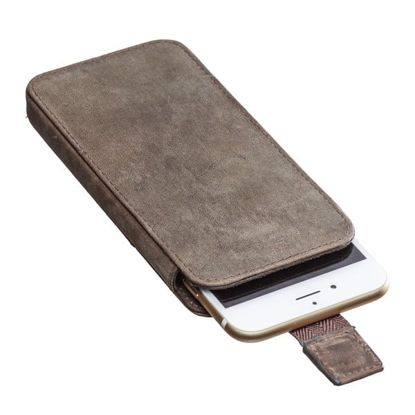 Sivé kožené puzdro na iPhone 6/6S Packenger