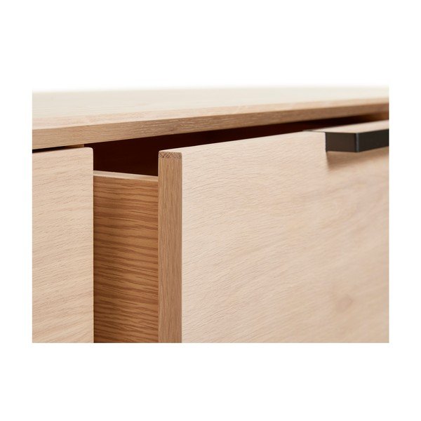 Nízka komoda z bieleho dubového dreva s 3 dvierkami Unique Furniture Vivara-image-3