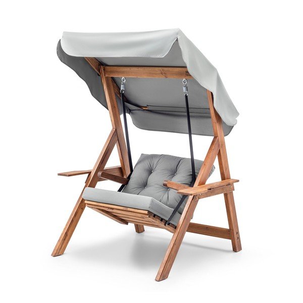 Drevená záhradná hojdačka v sivo-prírodnej farbe Galata – Floriane Garden-image-3