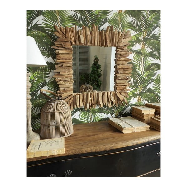 Zrkadlo s dreveným rámom Orchidea Milano Natural, 70 × 70 cm