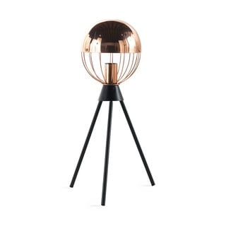 Čierna stolová lampa s detailmi v medenej farbe Geese Accent