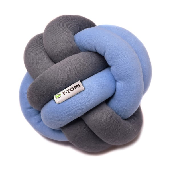 Modro-sivá bavlnená pletená lopta T-TOMI, ø 20 cm
