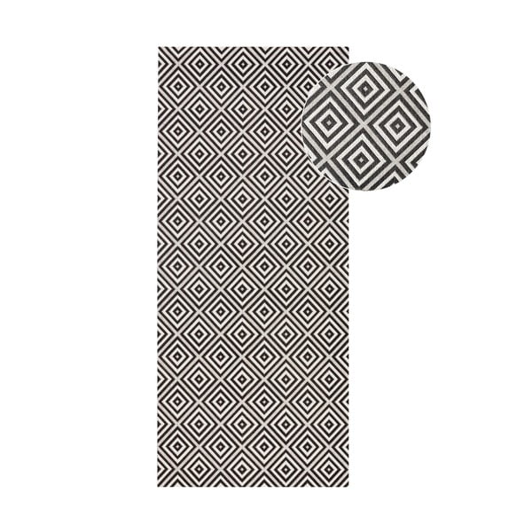 Čierno-biely vonkajší koberec NORTHRUGS Karo, 80 × 200 cm