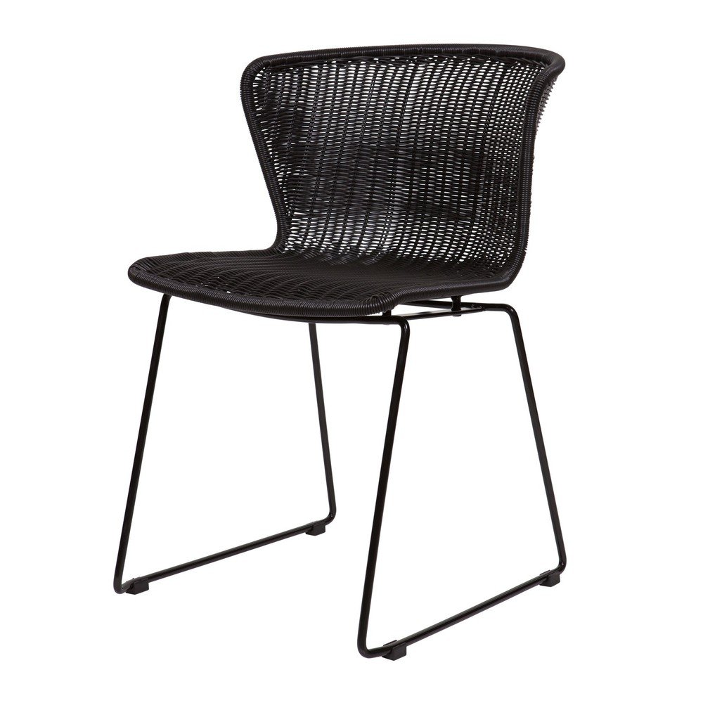 Čierne z umelého ratanu záhradné stoličky v súprave 2 ks Wings – WOOOD