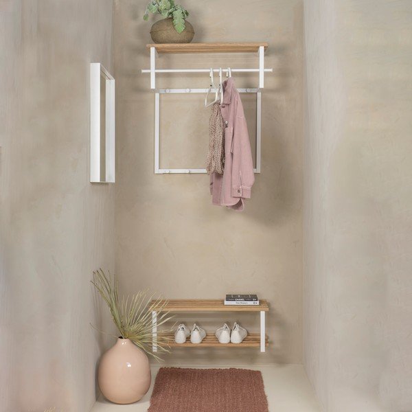 Biely/v prírodnej farbe kovový nástenný vešiak s poličkou 76 cm Rizzoli – Spinder Design-image-3