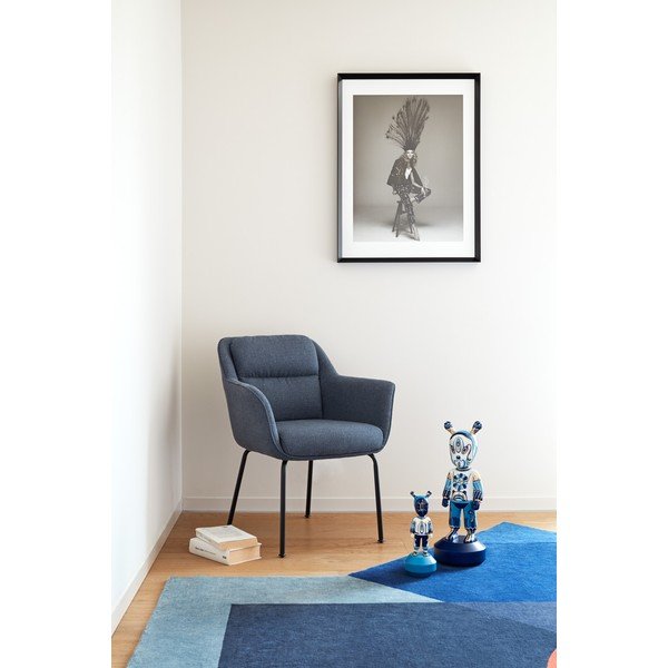 Modré čalúnené jedálenské kreslo s podrúčkami Sadira – Teulat-image-1