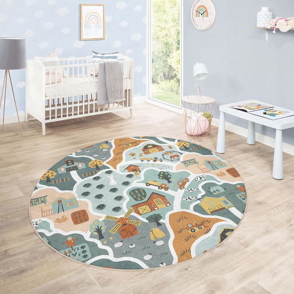 Prateľný detský hrací koberec ø100 cm Farmer's Life – Mila Home-image-3