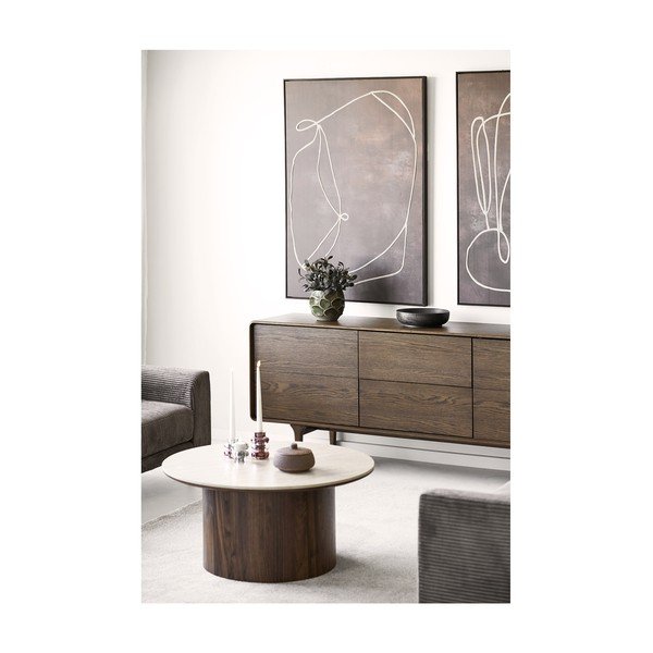 Tmavohnedá komoda v dekore duba 180x75x45 cm Darwin – House Nordic-image-2