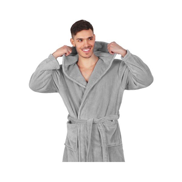 Sivý unisex župan z mikrovlákna DecoKing Robby, veľ. XS-image-3
