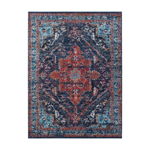 Tmavomodro-červený koberec Nouristan Azrow, 80 x 150 cm
