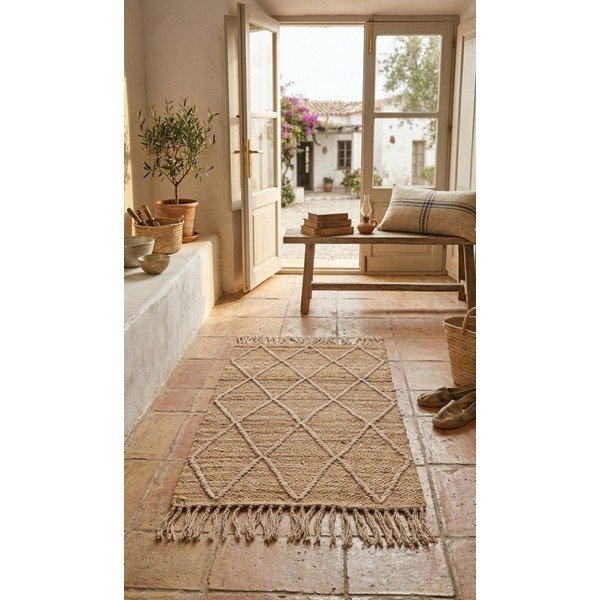 Ručne tkaný jutový koberec v prírodnej farbe 60x90 cm Shaila – Yes Everyday-image-1