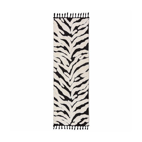 Čierno-biely behúň 80x300 cm Esra Zebra – Flair Rugs