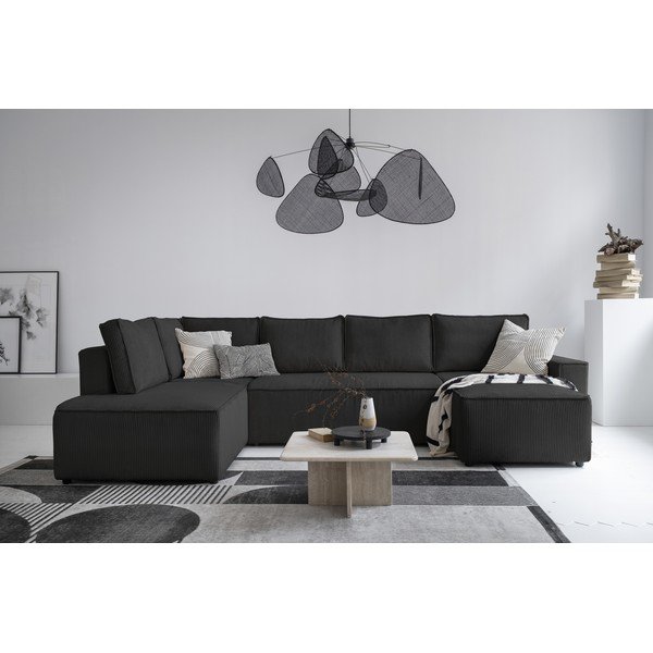 Antracitovosivá menčestrová rozkladacia rohová pohovka (ľavý roh/do tvaru "U") Brave Dave – Miuform-image-3